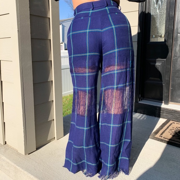 MSGM Milano Blue Plaid Fringe Wide Leg Pan… - Picture 14 of 14